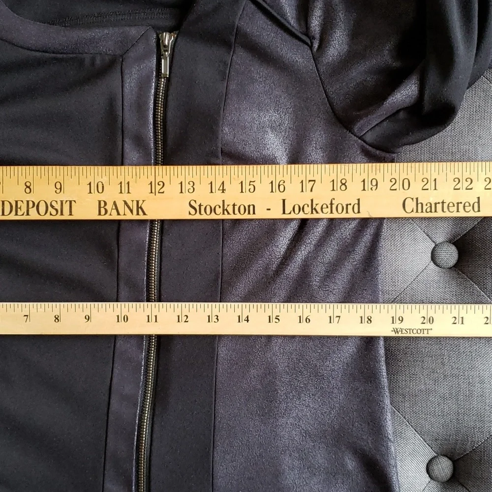 Style & Co. Faux Suede Black Leather Zip Top Jacket - Picture 4 of 5